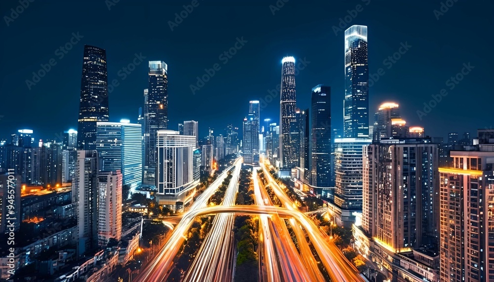 The City Where Lights Dance Across the Skyline, Illuminating the Night The City Where Lights Dance Across the Skyline, Illuminating the Night