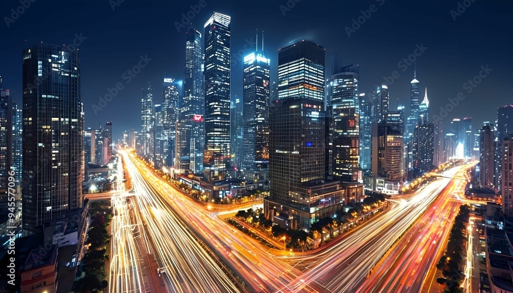 The City Where Lights Dance Across the Skyline, Illuminating the Night The City Where Lights Dance Across the Skyline, Illuminating the Night