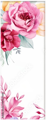 flower card, invitation to wedding, celebration, letterhead with flowers , in watercolor style