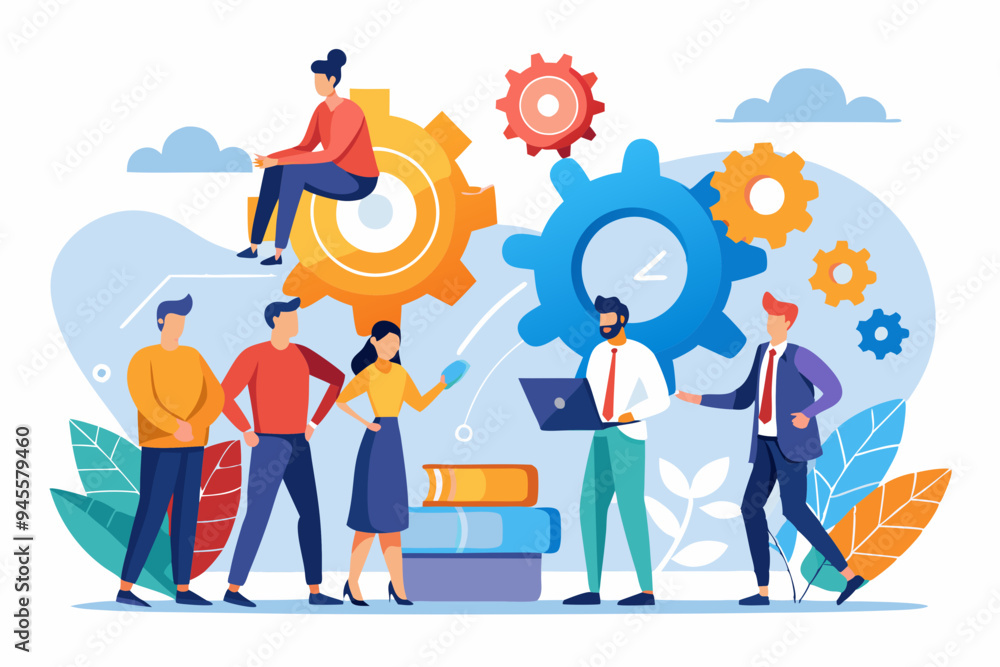 Work together, teamwork or cooperate to success, solution to team support for best efficiency or productivity, development or organization concept, businessman people connect gear cogwheels together*
Work together, teamwork or cooperate to success, solution to team support for best efficiency or productivity, development or organization concept, businessman people connect gear cogwheels together*