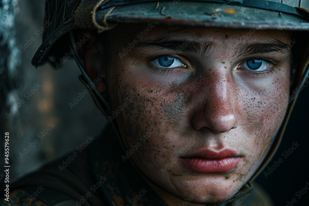 Generated with AI close up photo of soldier in full combat gear Generated with AI close up photo of soldier in full combat gear