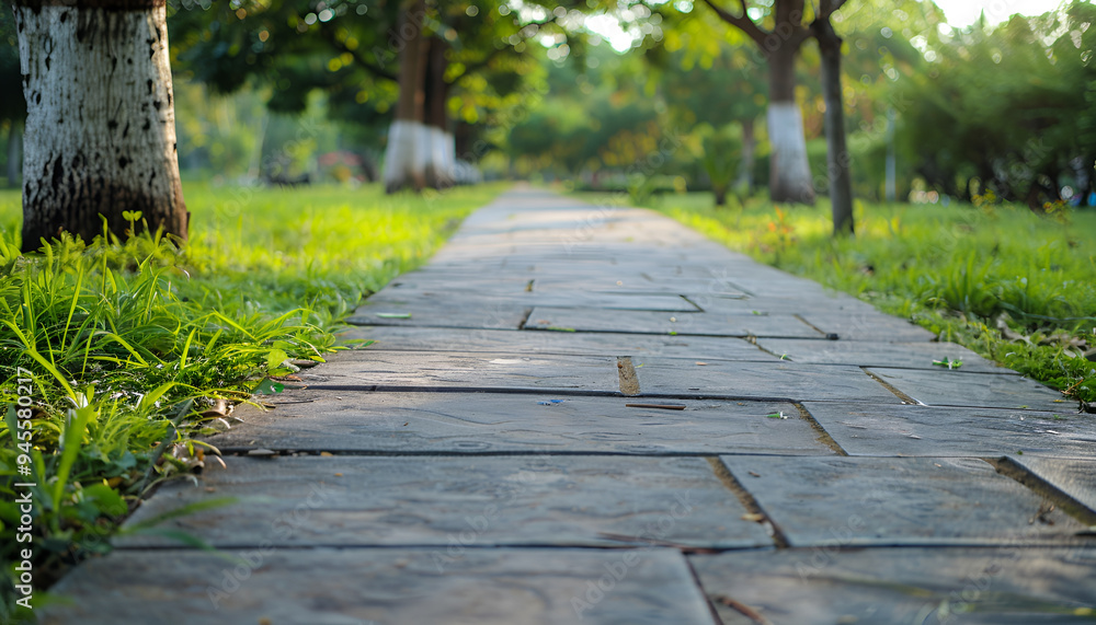 Concrete footpath or walkway at outside of park Concrete footpath or walkway at outside of park