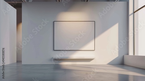 Mockup photo frame in Modern interior of gallery hall AI generated