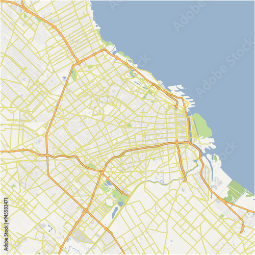 Road map of Buenos Aires in Argentina. Contains layered vector with roads water, parks, etc.