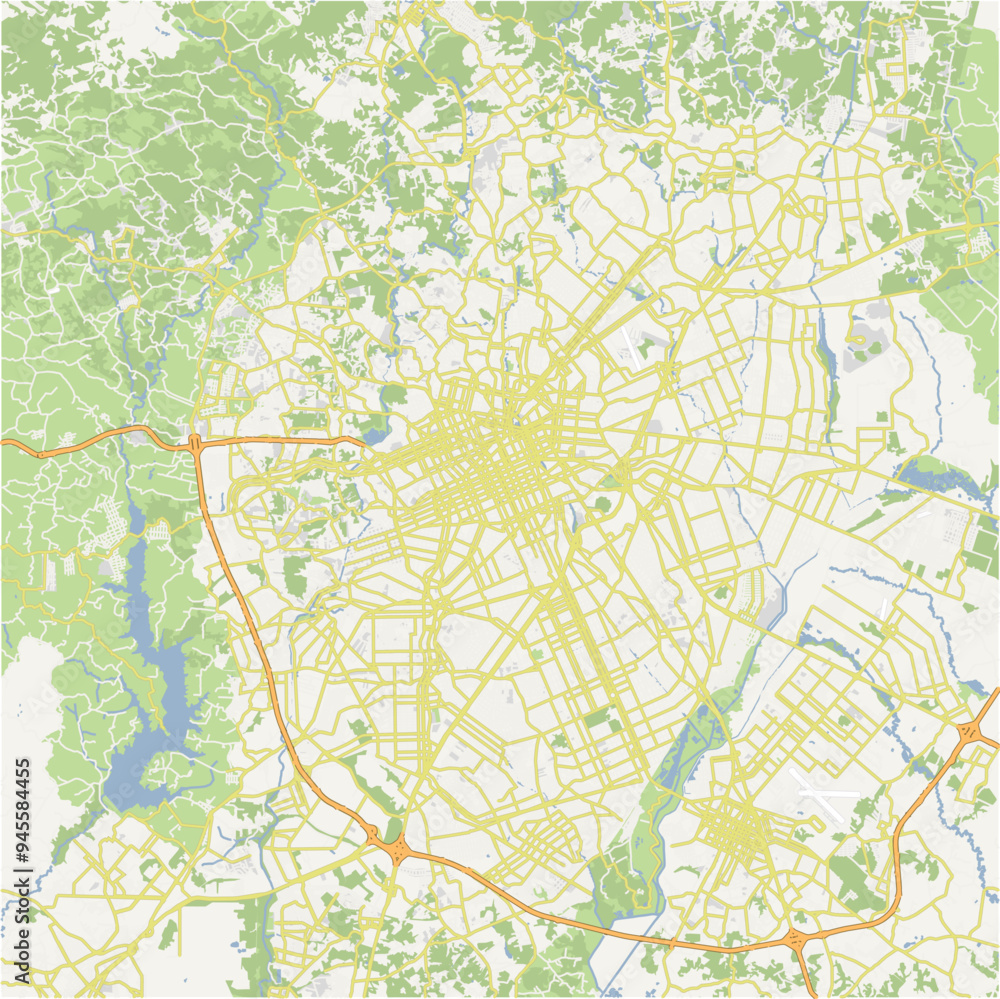 Road map of Curitiba in Brazil. Contains layered vector with roads water, parks, etc. Road map of Curitiba in Brazil. Contains layered vector with roads water, parks, etc.