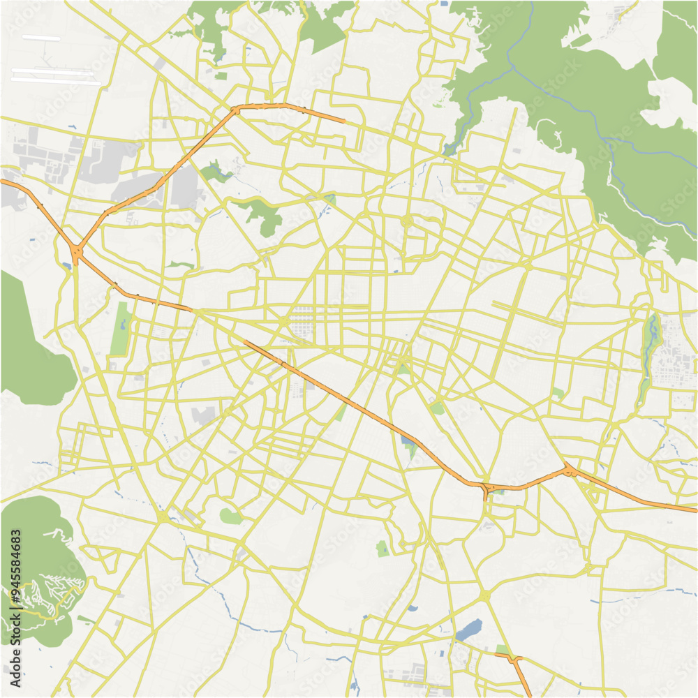 Fototapeta premium Road map of Guadalajara in Mexico. Contains layered vector with roads water, parks, etc.