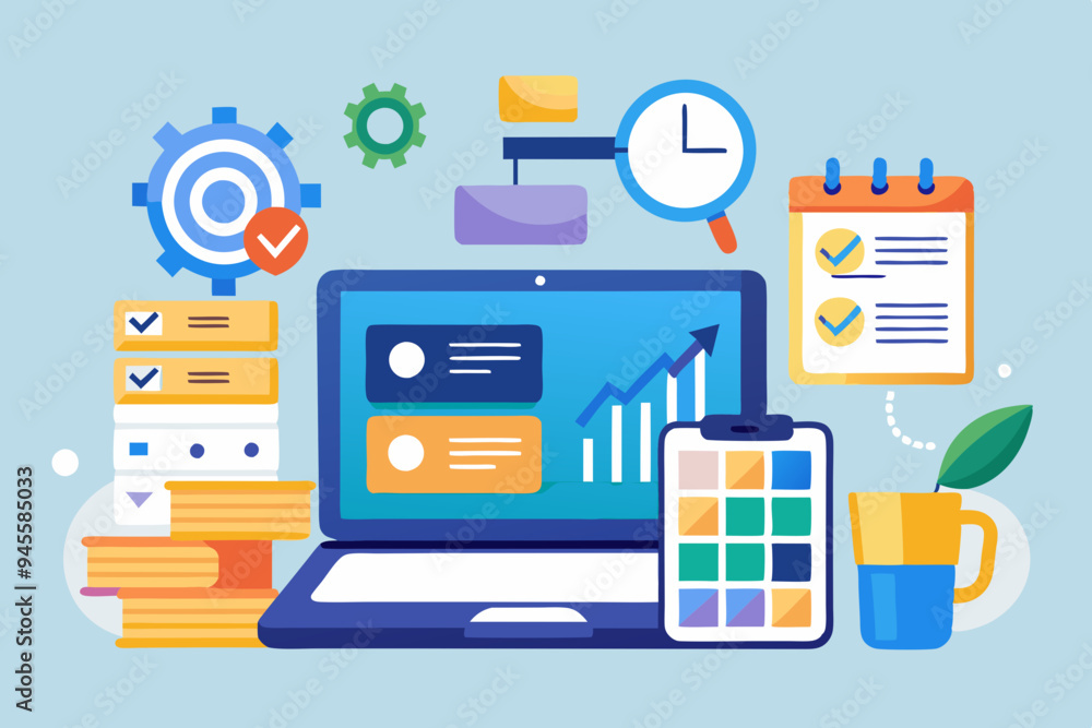 Project management, planning for software development, resources and budget planning, project schedule diagram, gantt chart for work deadline concept, computer laptop with project management software
Project management, planning for software development, resources and budget planning, project schedule diagram, gantt chart for work deadline concept, computer laptop with project management software