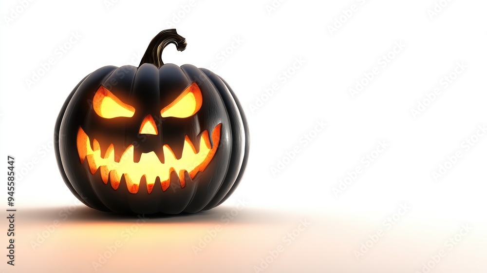 Halloween pumpkin with glowing eyes and mouth, standing out on a white background. Halloween pumpkin with glowing eyes and mouth, standing out on a white background.