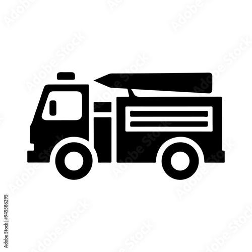 Wallpaper Mural Detailed Fire Truck Silhouette Vector – Firefighter Vehicle Icon Torontodigital.ca