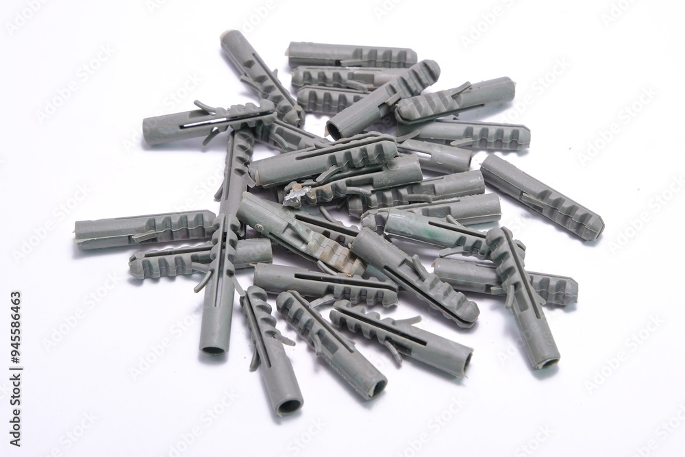 Plastic expansion anchors on white background Plastic expansion anchors on white background