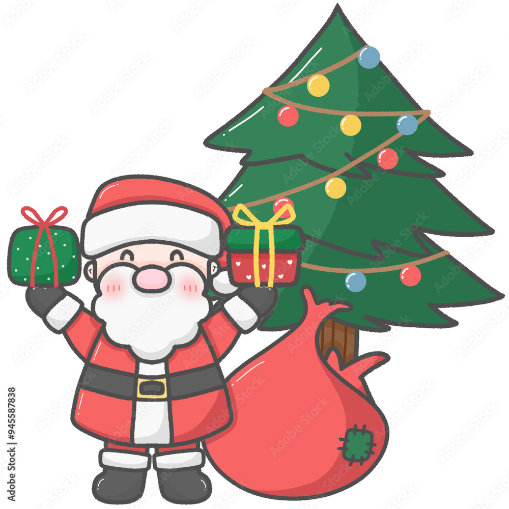 Fototapeta premium Santa Claus drawing during the Christmas season