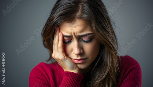 young lady having depression illness problem isolated with white highlights, png photo