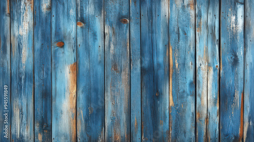 Close-up image of weathered blue wooden planks creating a rustic texture background, ideal for design and decoration projects.