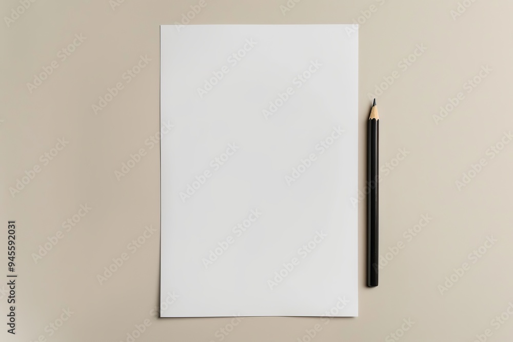 Mockup of white horizontal sheet of paper with pencil, letter or invitation. Blank note template on A4 paper with soft shadows isolated on light gray background. Business card. Copy space. Banner Mockup of white horizontal sheet of paper with pencil, letter or invitation. Blank note template on A4 paper with soft shadows isolated on light gray background. Business card. Copy space. Banner