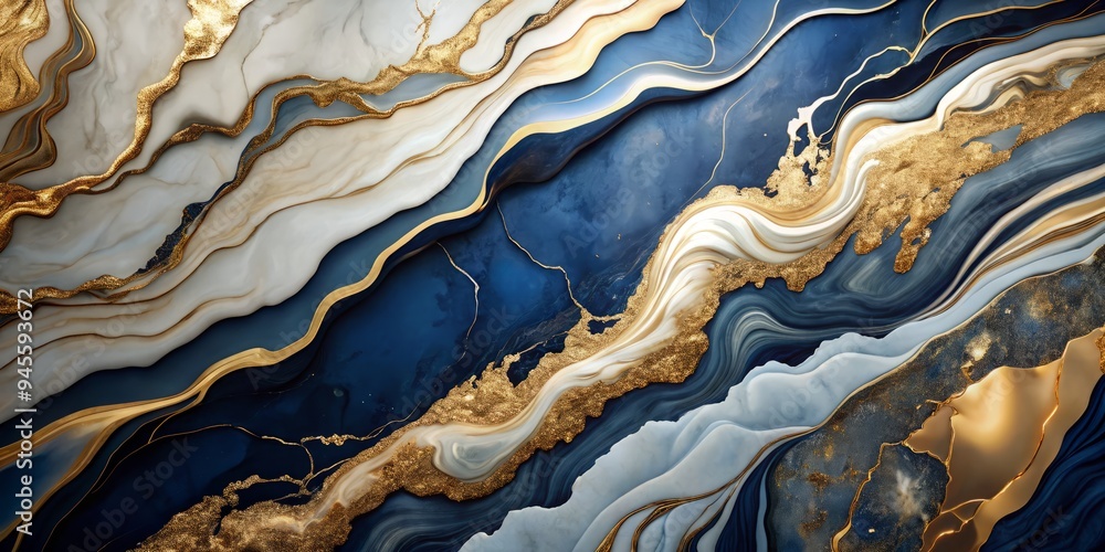 A rich tapestry of warm hues, juxtaposing deep blue and creamy white amidst veins of gold, conveying a sense of structural harmony and fluid dynamism. A rich tapestry of warm hues, juxtaposing deep blue and creamy white amidst veins of gold, conveying a sense of structural harmony and fluid dynamism.