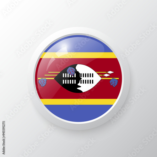 Free Download 3D Button with Eswatini flag. as round glossy icon on background isolated. Vector illustration eps 10.	
 - GFXLoad