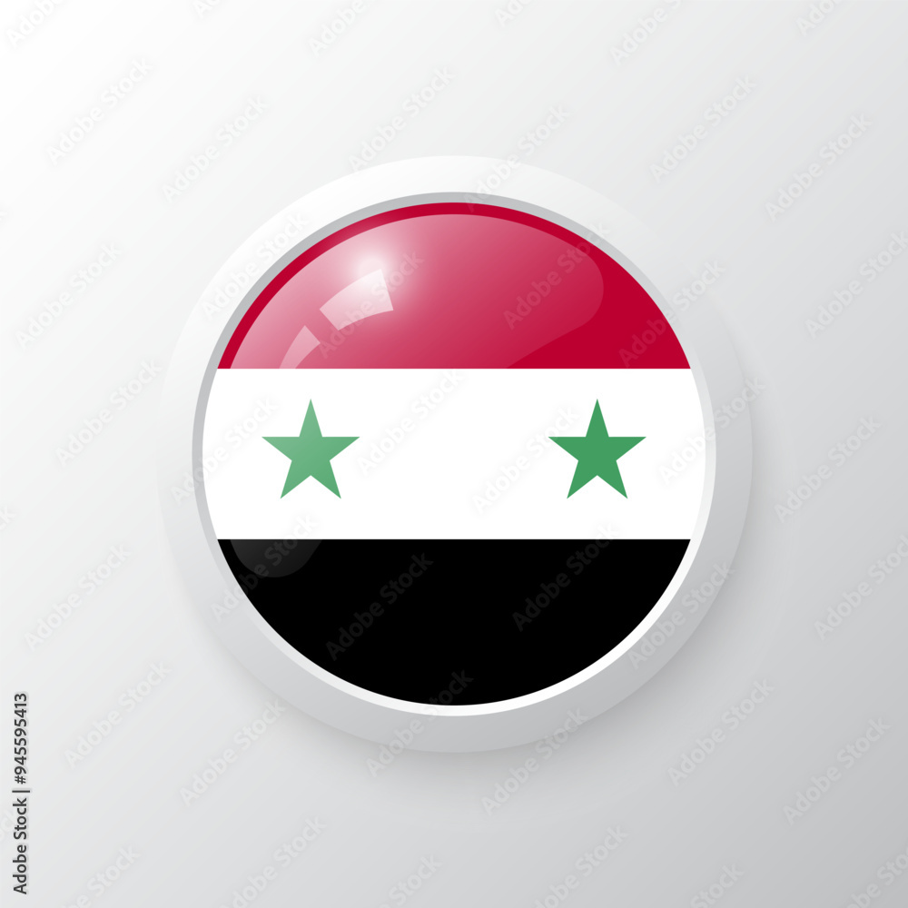 3D Button with Syria flag. as round glossy icon on background isolated. Vector illustration eps 10.
3D Button with Syria flag. as round glossy icon on background isolated. Vector illustration eps 10.