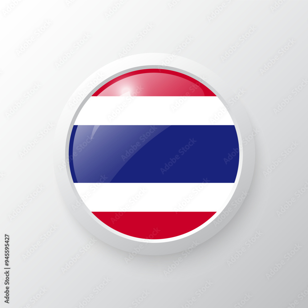 3D Button with Thailand flag. as round glossy icon on background isolated. Vector illustration eps 10.
3D Button with Thailand flag. as round glossy icon on background isolated. Vector illustration eps 10.