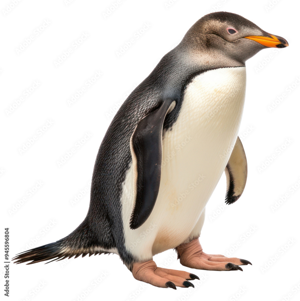 Fototapeta premium PNG Yellow eyed penguin animal bird white background.