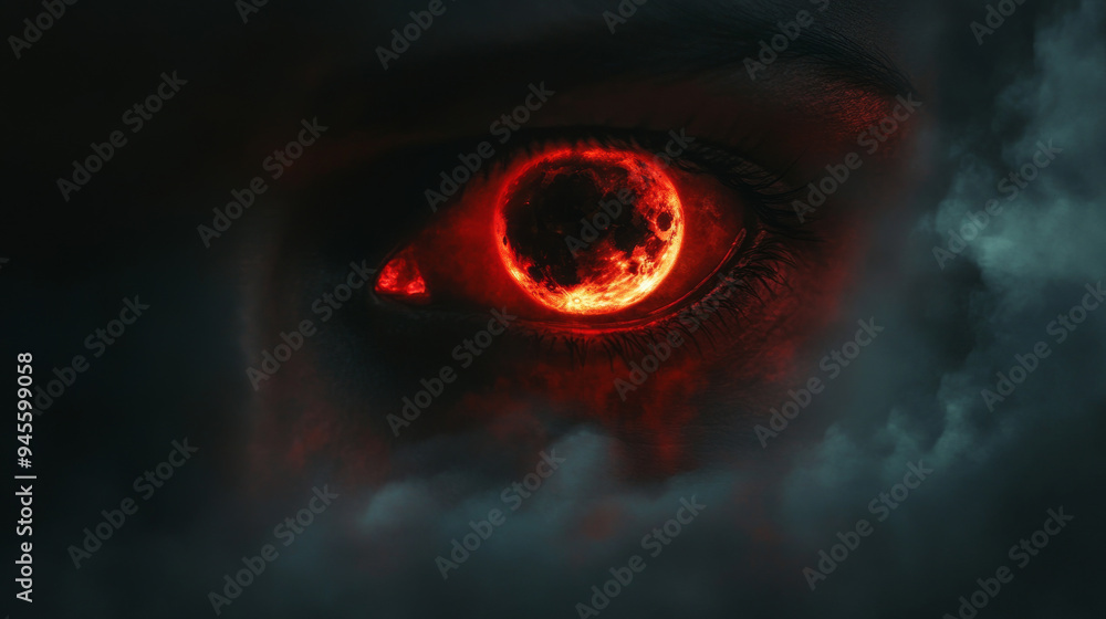 custom made wallpaper toronto digitalBlood moon reflecting in the eyes of a vampire as they prepare to strike, with fog rolling in.