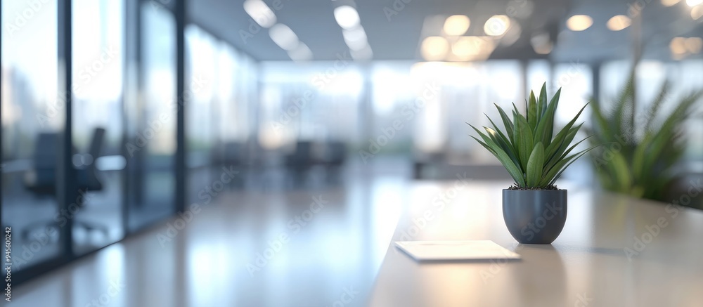 3D Rendering of a Modern Office Interior with Blurred Background 3D Rendering of a Modern Office Interior with Blurred Background
