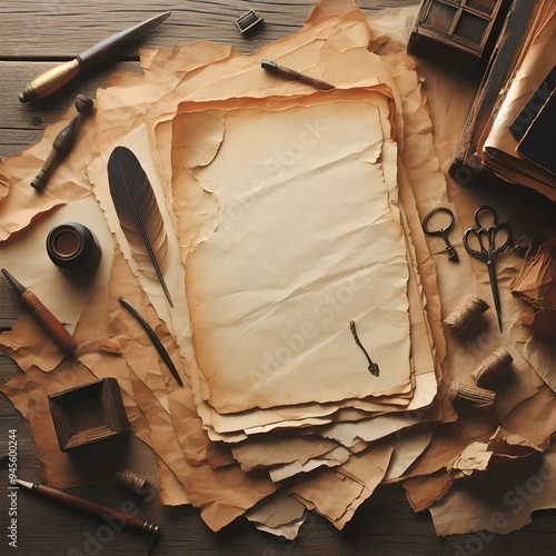 old paper with seal and feather