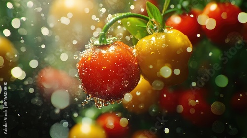 3D rendering of a blurry food background with selective focus and narrow depth of field