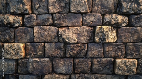 3D rendering of a fragment of a brick wall