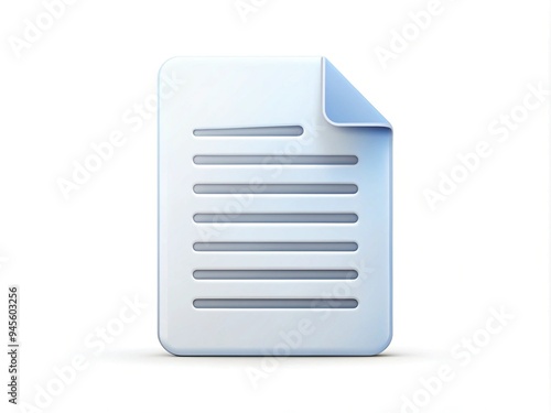 Stylized document icon in modern vector style, featuring a folded paper sheet with a clipping path, isolated on a clean white background.