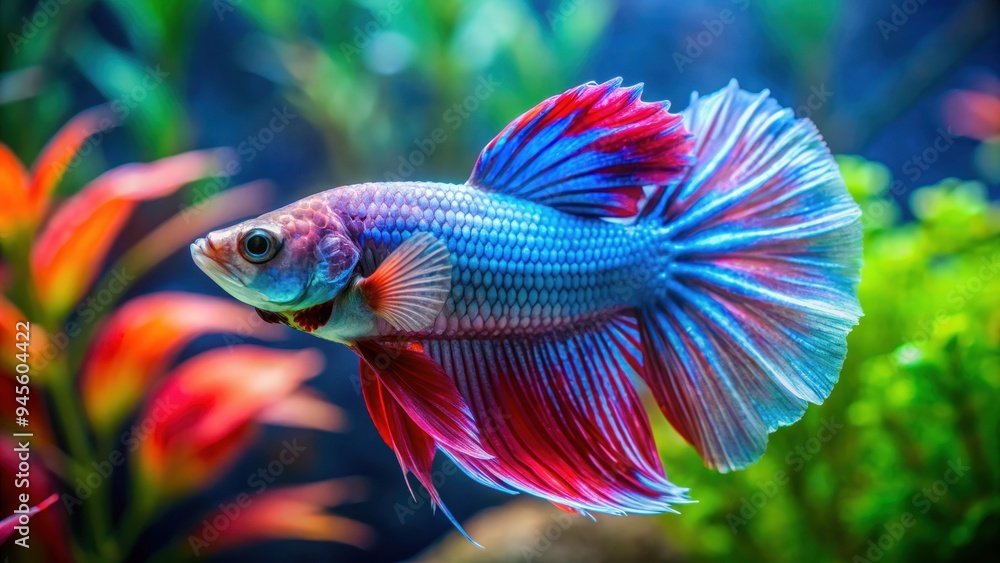 Beautiful short fin betta fish resting on a colorful plakat in a fish tank , betta, fish, short fin, plakat, vibrant, colorful Beautiful short fin betta fish resting on a colorful plakat in a fish tank , betta, fish, short fin, plakat, vibrant, colorful