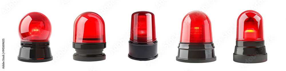 set of A Red flashing siren light isolated on a transparent background set of A Red flashing siren light isolated on a transparent background