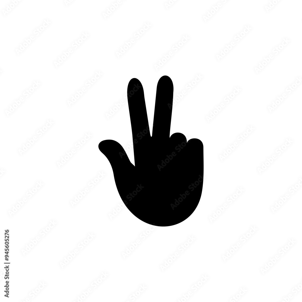 Peace Gesture, Victory Hand Solid Flat Vector Icon Isolated on White Background. Peace Gesture, Victory Hand Solid Flat Vector Icon Isolated on White Background.