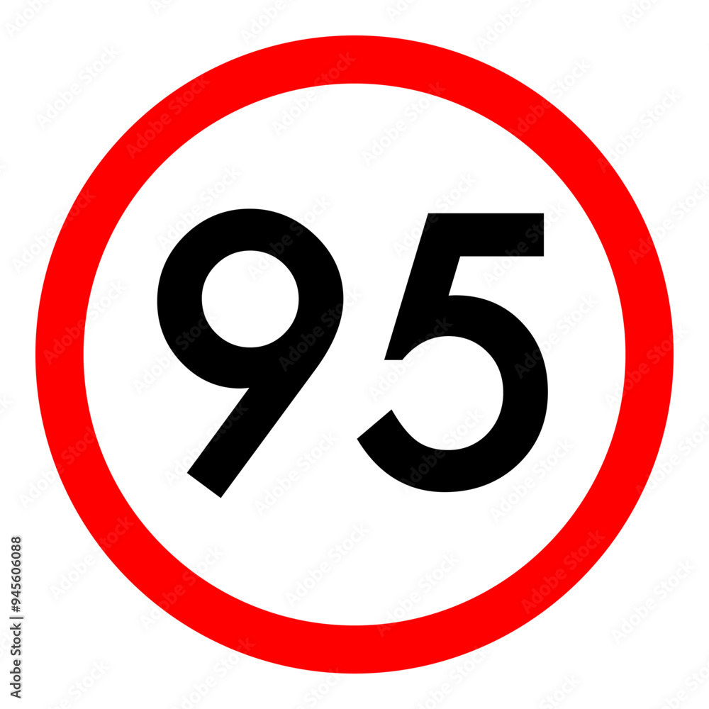 Speed limit 95 round road traffic icon flat design for project Speed limit 95 round road traffic icon flat design for project