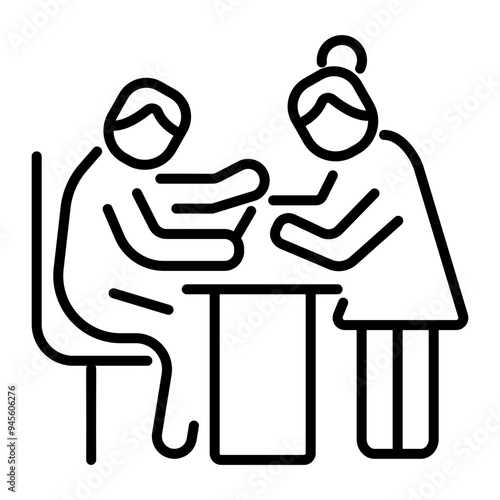 Person taking autograph from actor, line icon 