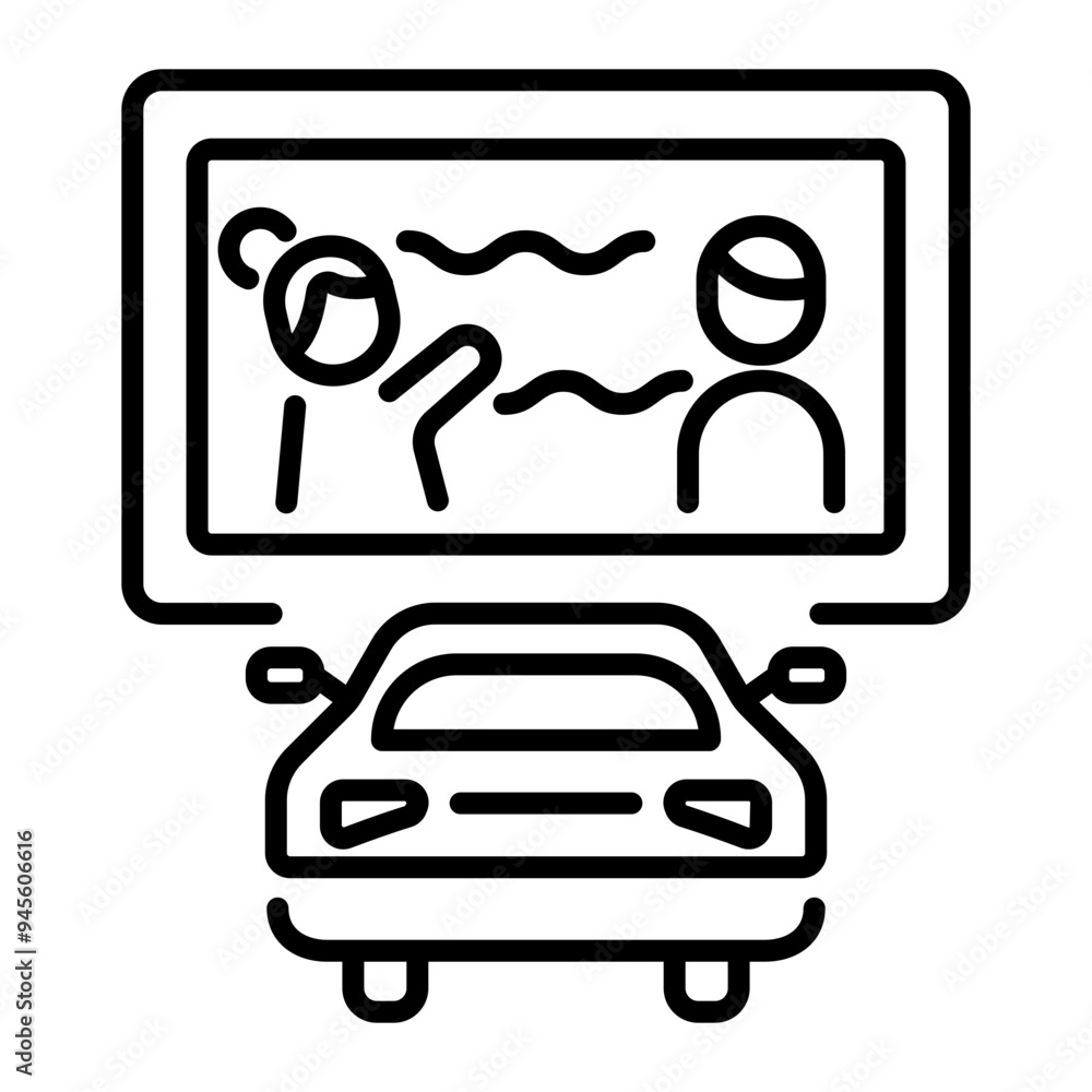 Line icon of drive in theatre Line icon of drive in theatre