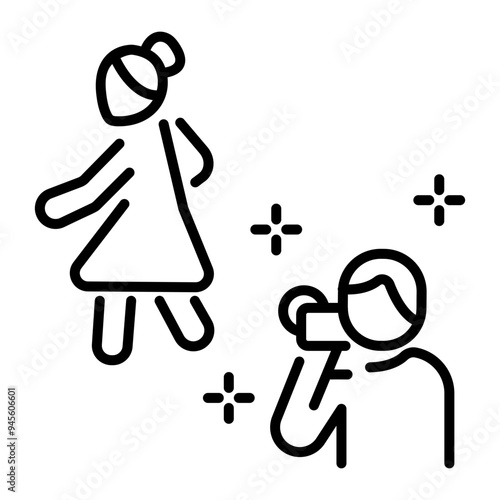 A line icon of celebrity photography  