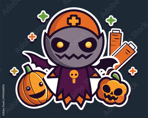 hallowen t shirt and sticker vector illustration design