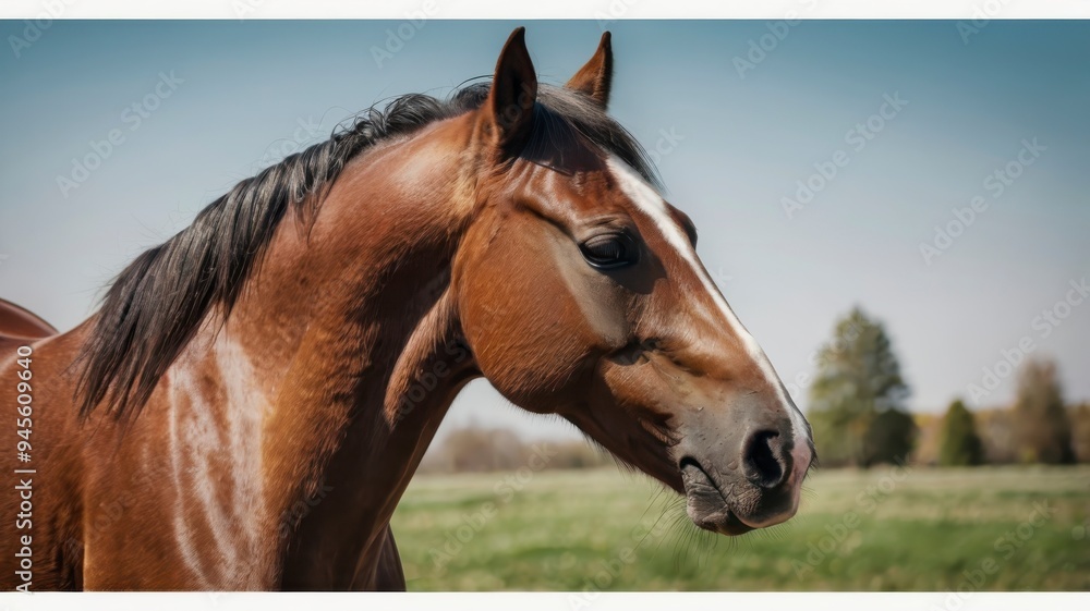 Fototapeta premium Horse head isolated on white or transparent PNG