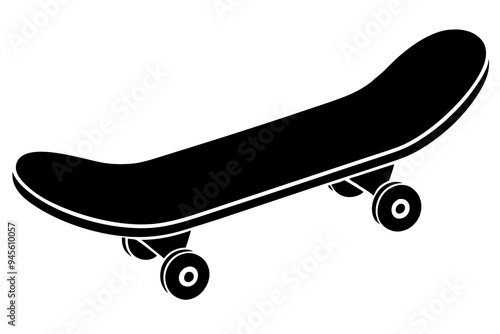 skateboard silhouette vector on white background