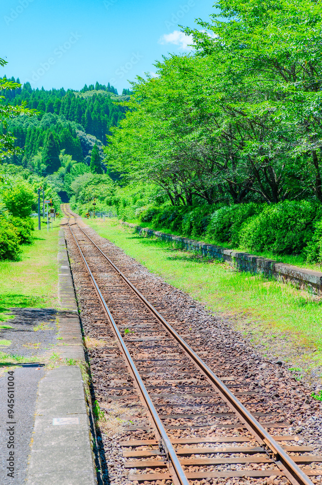 Obraz premium 故郷へと続く線路