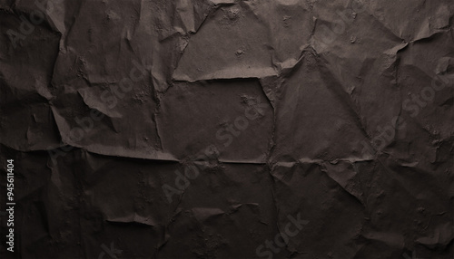 black crumpled and creased paper poster abstract texture background