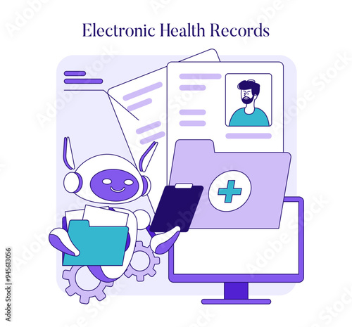 AI In Medicine. Flat Vector Illustration