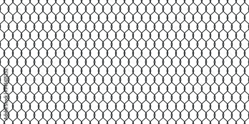 Steel wire chain link fence seamless pattern. Grid fence background. Vector illustration on transparent background.