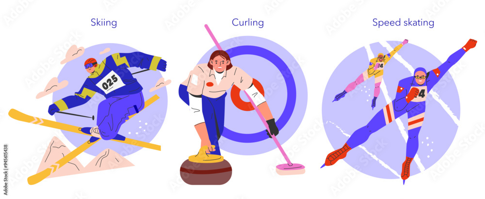 Fototapeta premium Winter Sports. Flat Vector Illustration