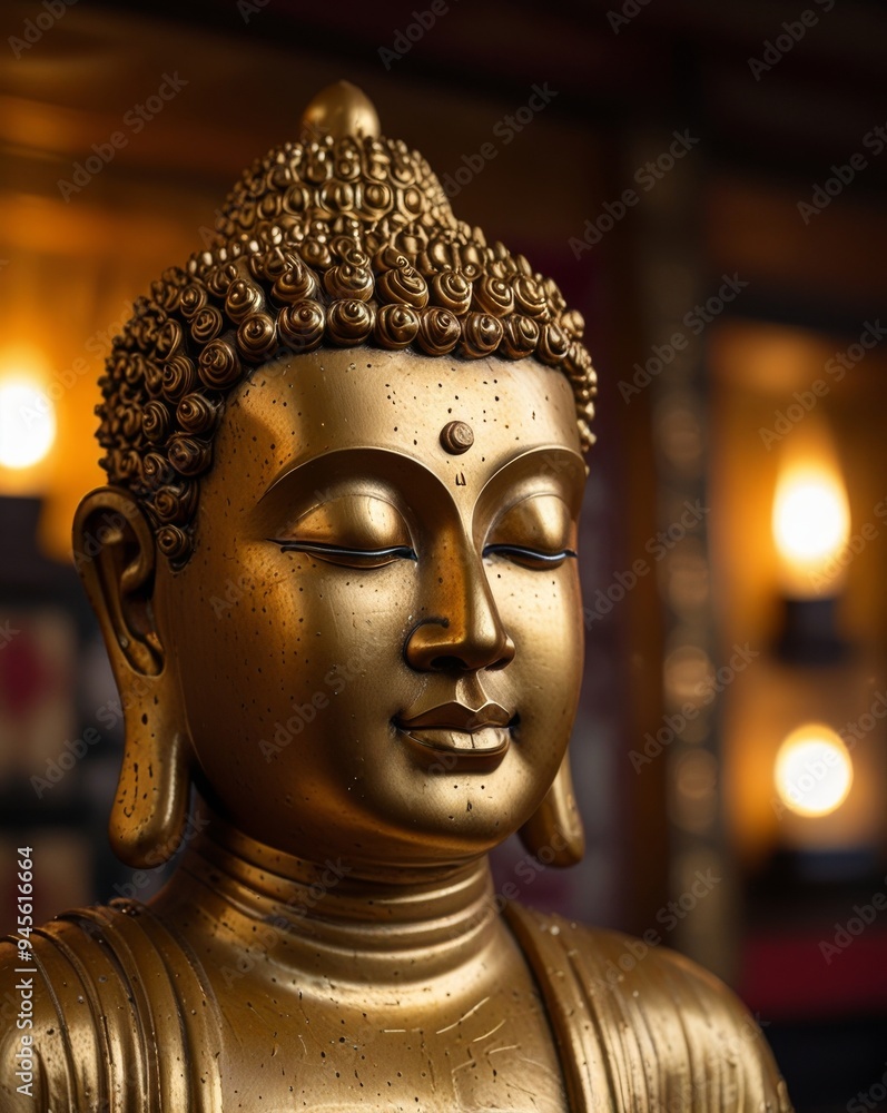 Gold plated Buddha statue symbol of Buddhism Gold plated Buddha statue symbol of Buddhism
