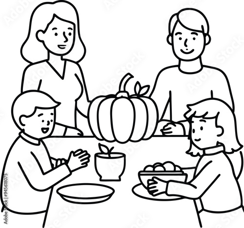 A family at the table with food in front of them the kids eagerly waiting to eat 