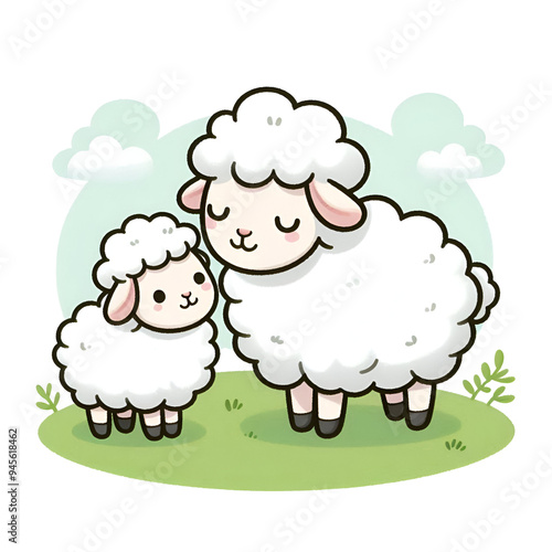 Fluffy Sheep and Lamb