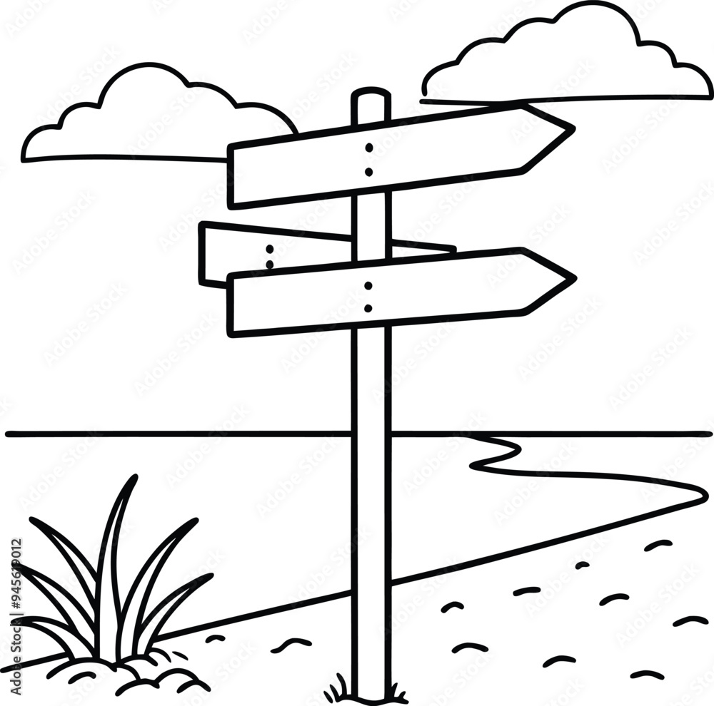 A tall signpost with a big arrow pointing the way to the sandy beach
A tall signpost with a big arrow pointing the way to the sandy beach