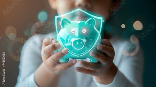 Child Holding Digital Piggy...