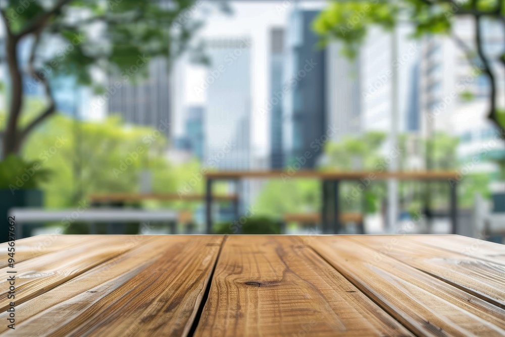 Wood Table On Blurred of Office Building. Wood Table On Blurred of Office Building. Wood Table On Blurred of Office Building. Wood Table On Blurred of Office Building.